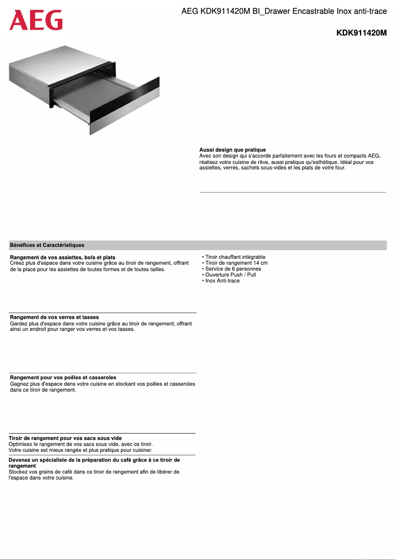 Image de la première page du manuel de l'appareil KDK911420M