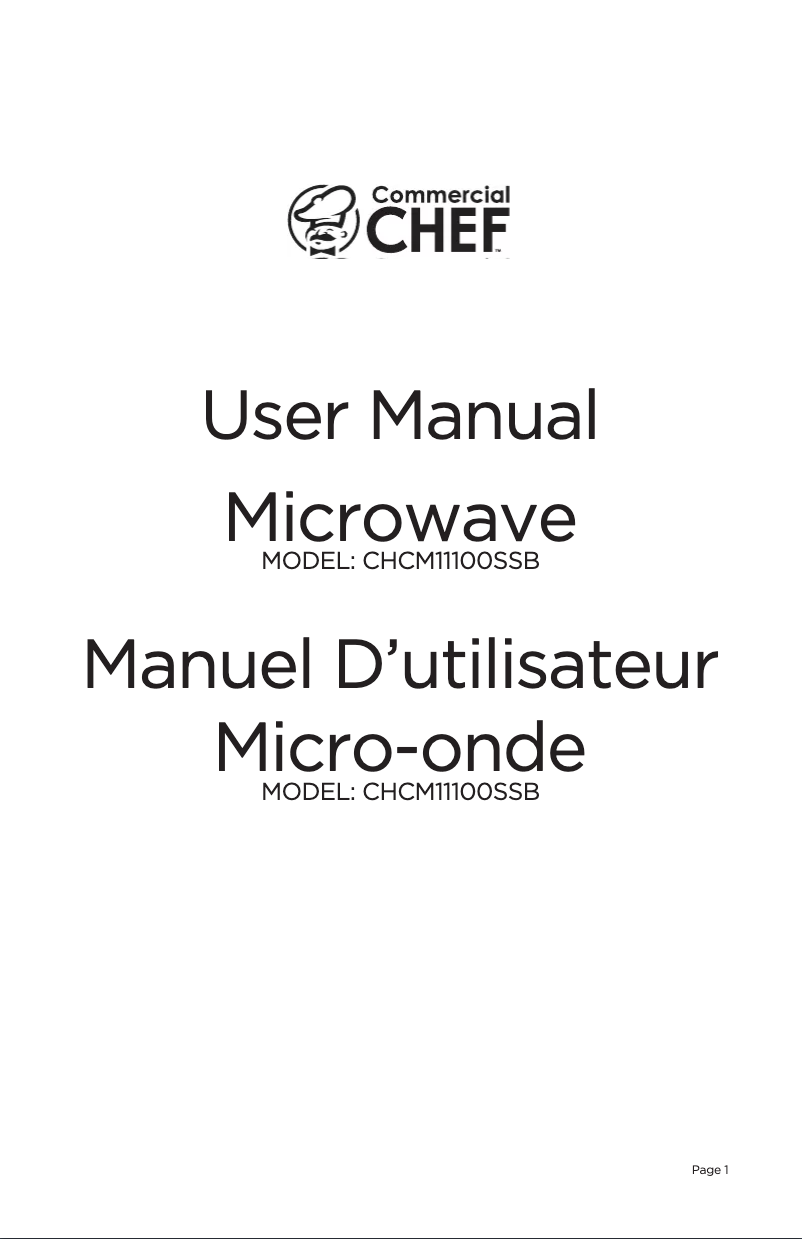 Page 1 de la notice Manuel utilisateur Commercial Chef CHCM11100SSB
