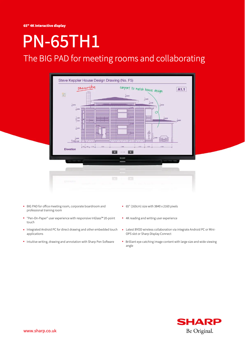 Página 1 del manual Ficha técnica Sharp PN-65TH1