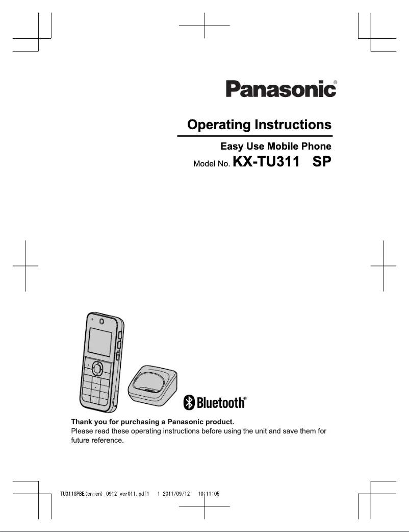 Imagen de la primera página del manual del dispositivo KX-TU311SPBE