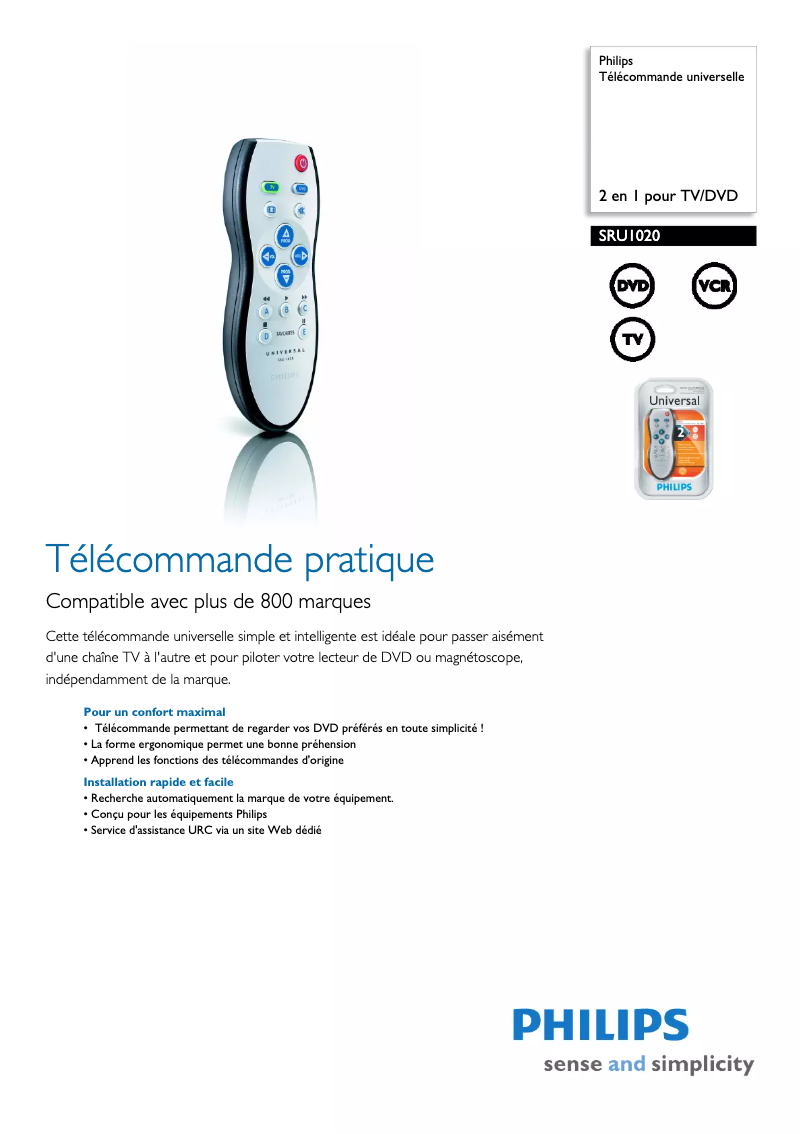 Image de la première page du manuel de l'appareil SRU1020