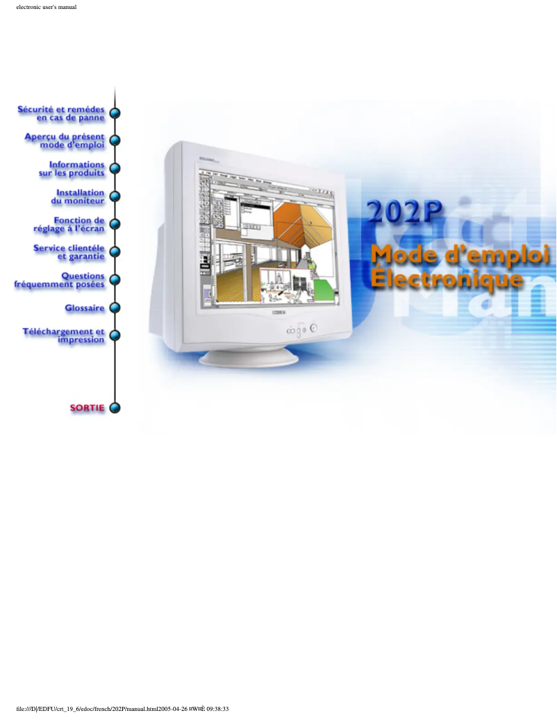 Page 1 of the manual User Manual Philips 202P75