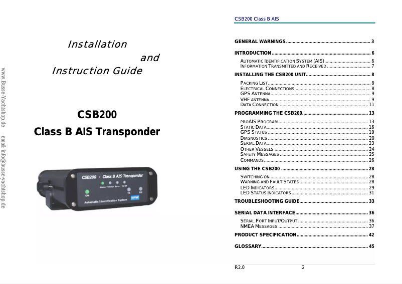 Página 1 del manual Manual de usuario Comar CSB200