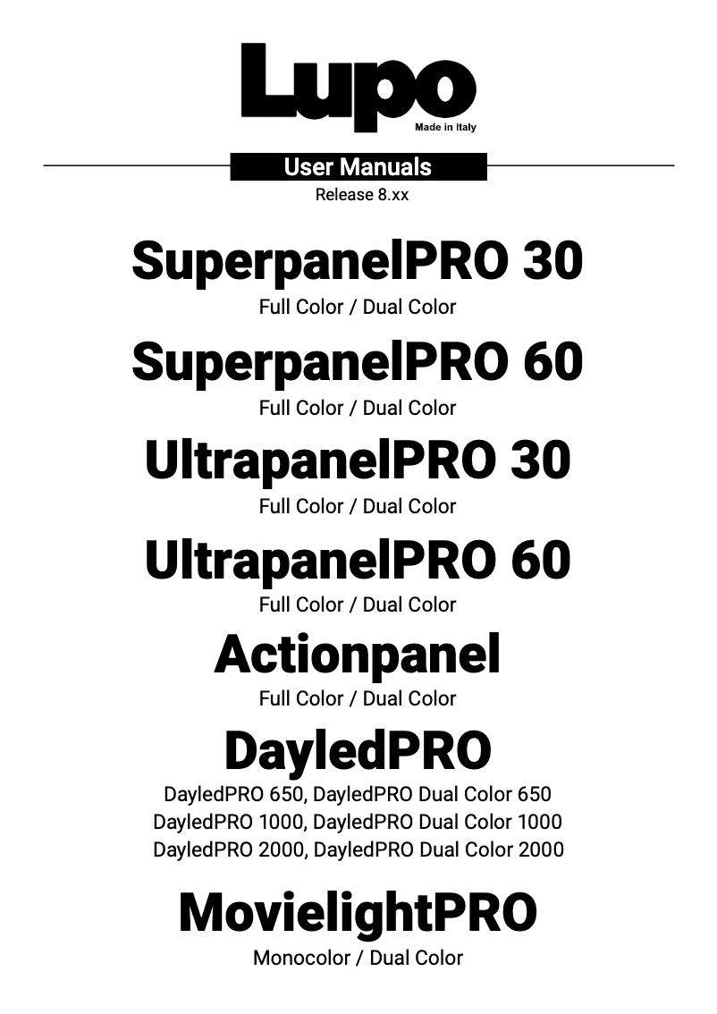 Page n°1 - Manuel utilisateur LUPO Dayled 650 Pro