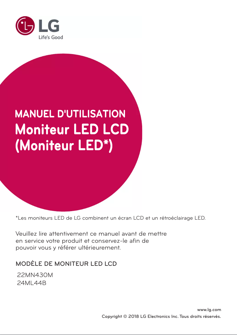 Image de la première page du manuel de l'appareil 22MN430M