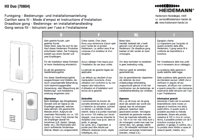 Image de la première page du manuel de l'appareil 70804