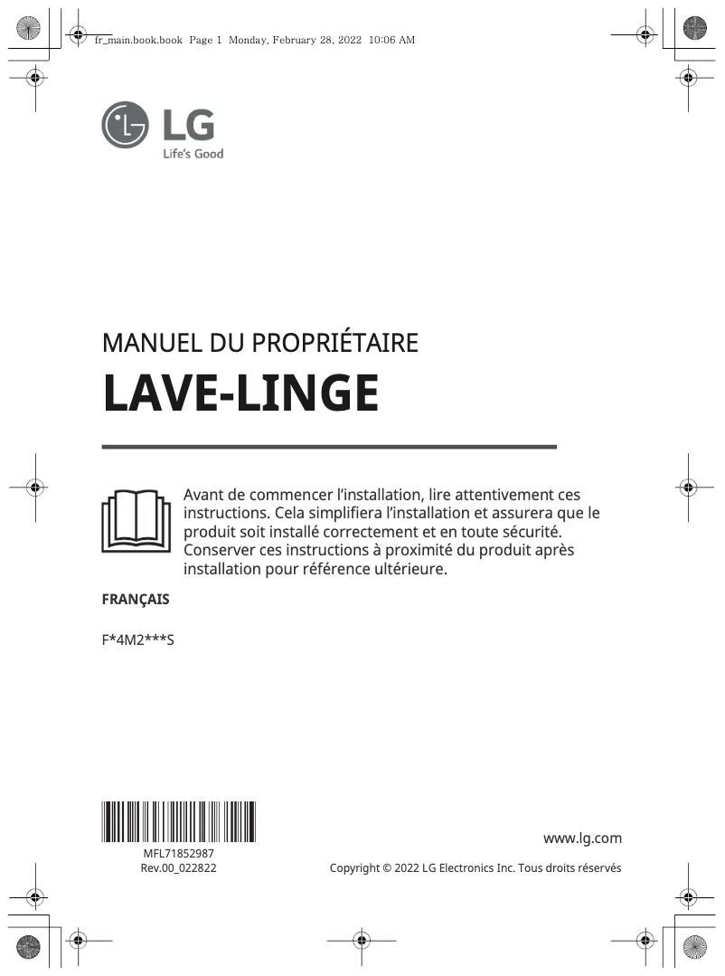 Page 1 de la notice Manuel utilisateur LG F94M21WHS