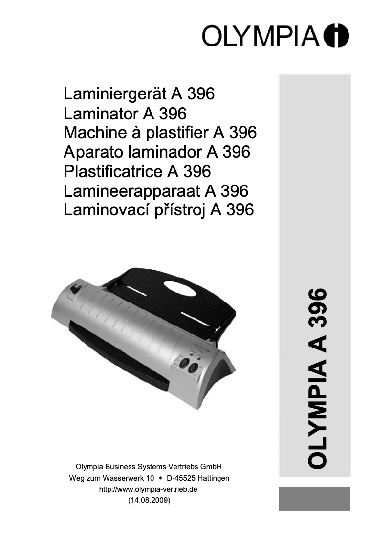 Page 1 de la notice Manuel utilisateur Olympia A 396