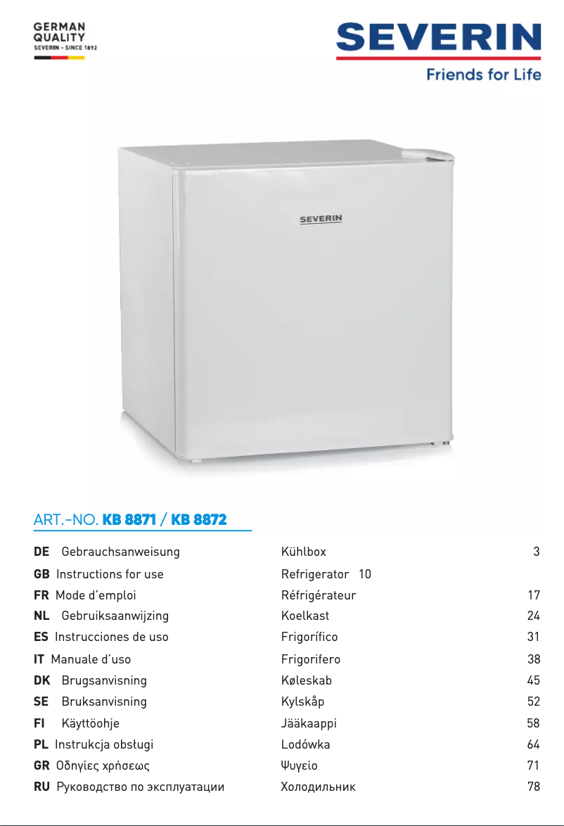 Image de la première page du manuel de l'appareil KB 8872