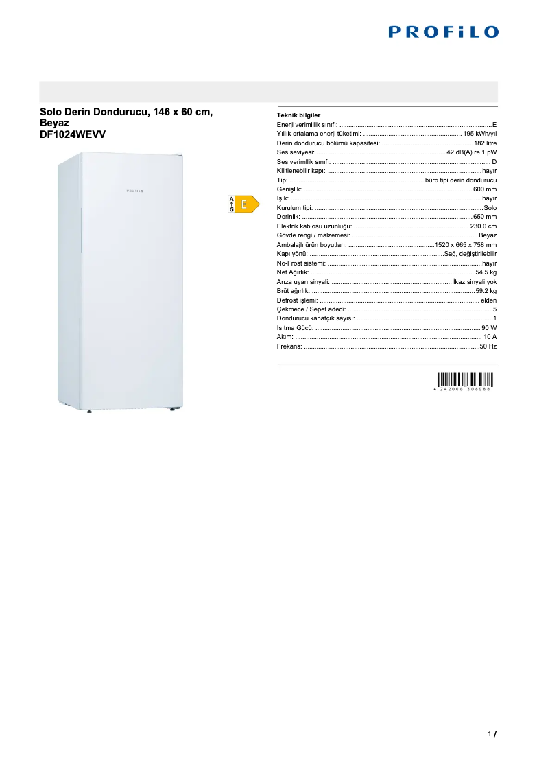 Image de la première page du manuel de l'appareil DF1024WEVV