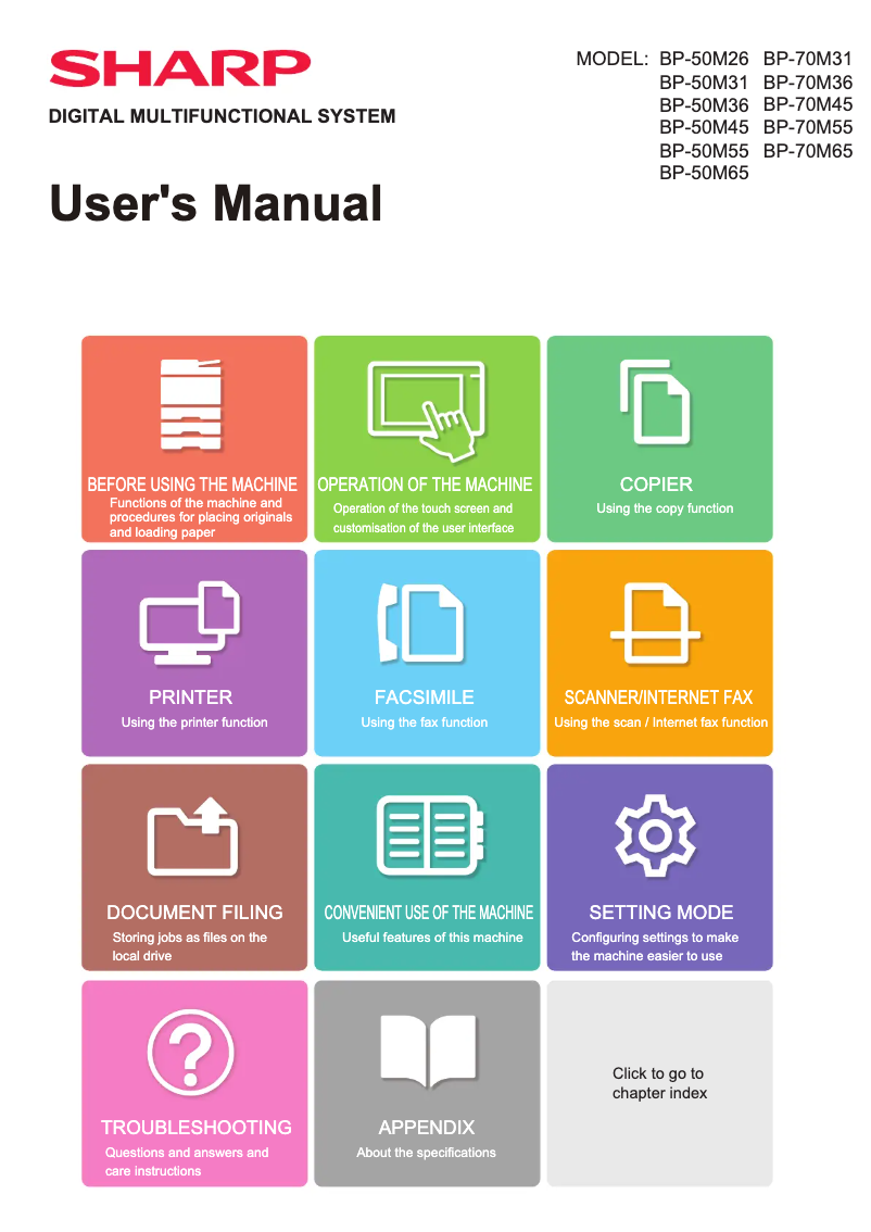 Image de la première page du manuel de l'appareil BP-50M45
