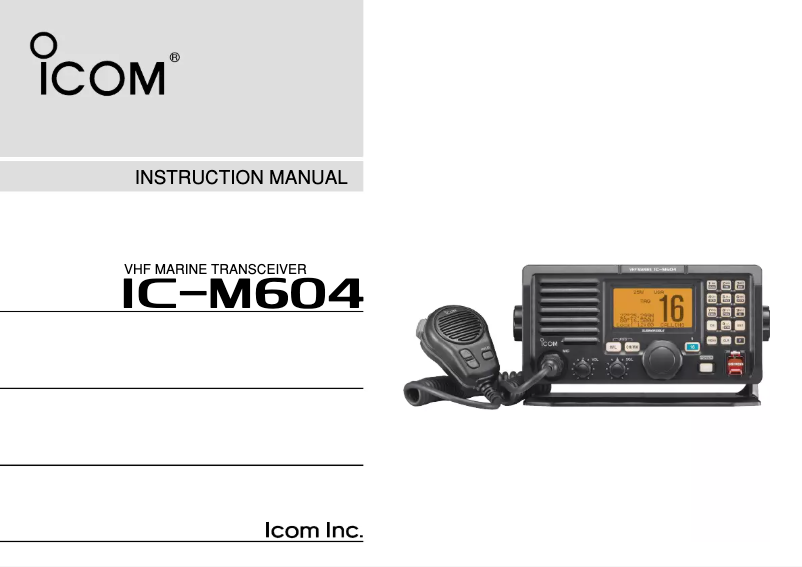 Image de la première page du manuel de l'appareil IC-M604