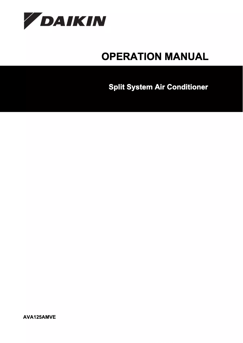Page 1 de la notice Manuel utilisateur Daikin AVA125AMVE