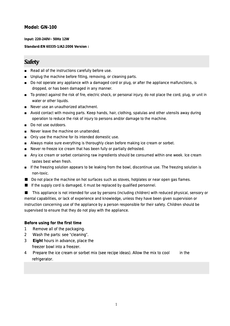 Page 1 de la notice Manuel utilisateur Centurion GN100