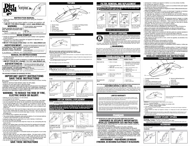 Page n°1 - Manuel utilisateur Dirt Devil BD10025