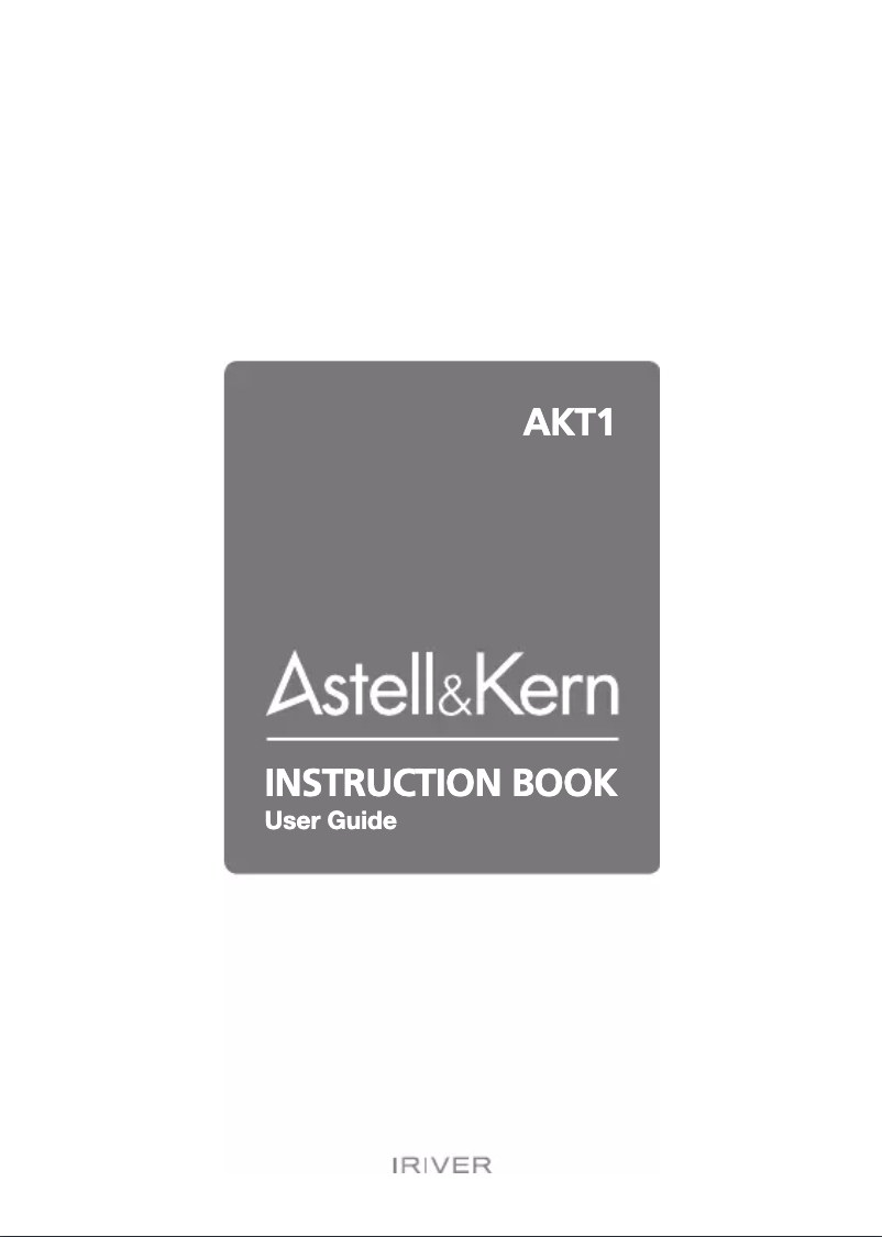 Page 1 de la notice Manuel utilisateur Astell&Kern AKT1
