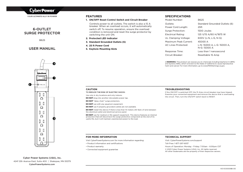 Image de la première page du manuel de l'appareil B625
