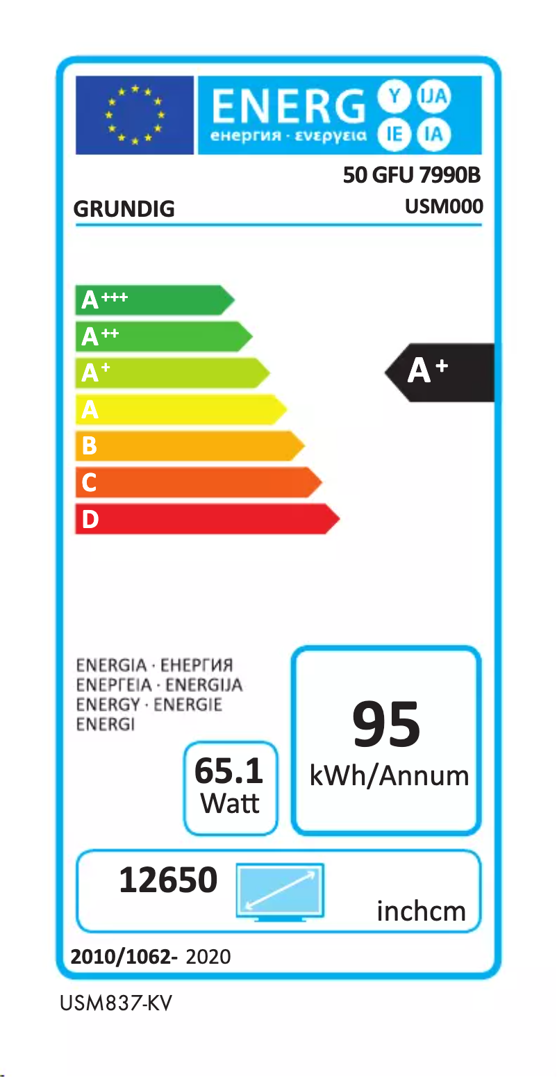 Page n°1 - Label énergétique Grundig 50 GFU 7990B