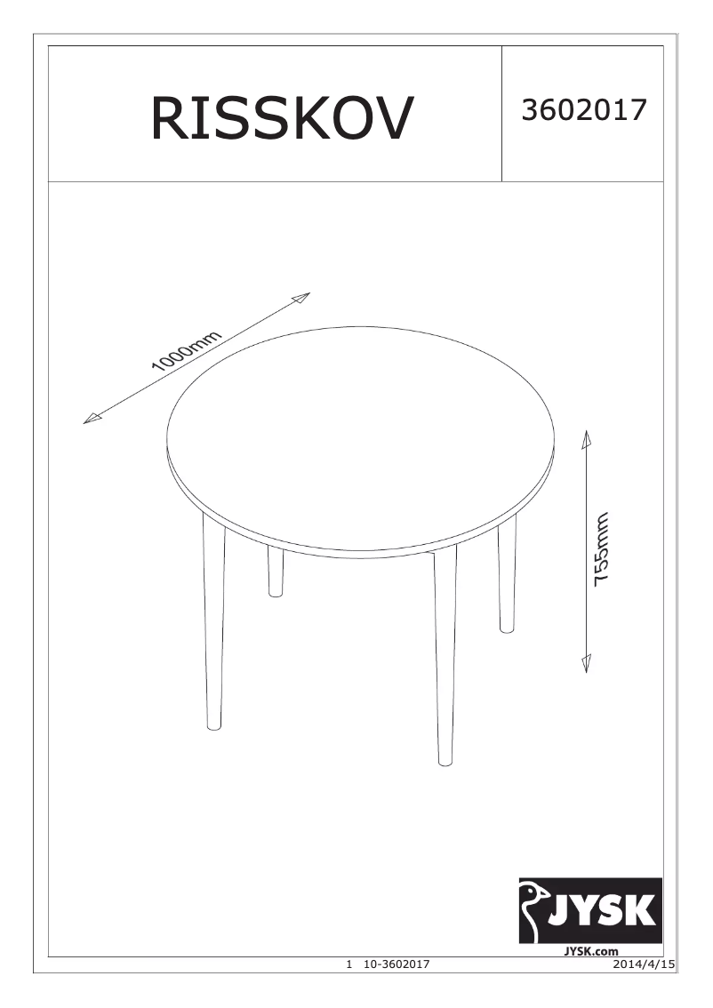 Page n°1 - Manuel utilisateur JYSK Risskov (100x76)