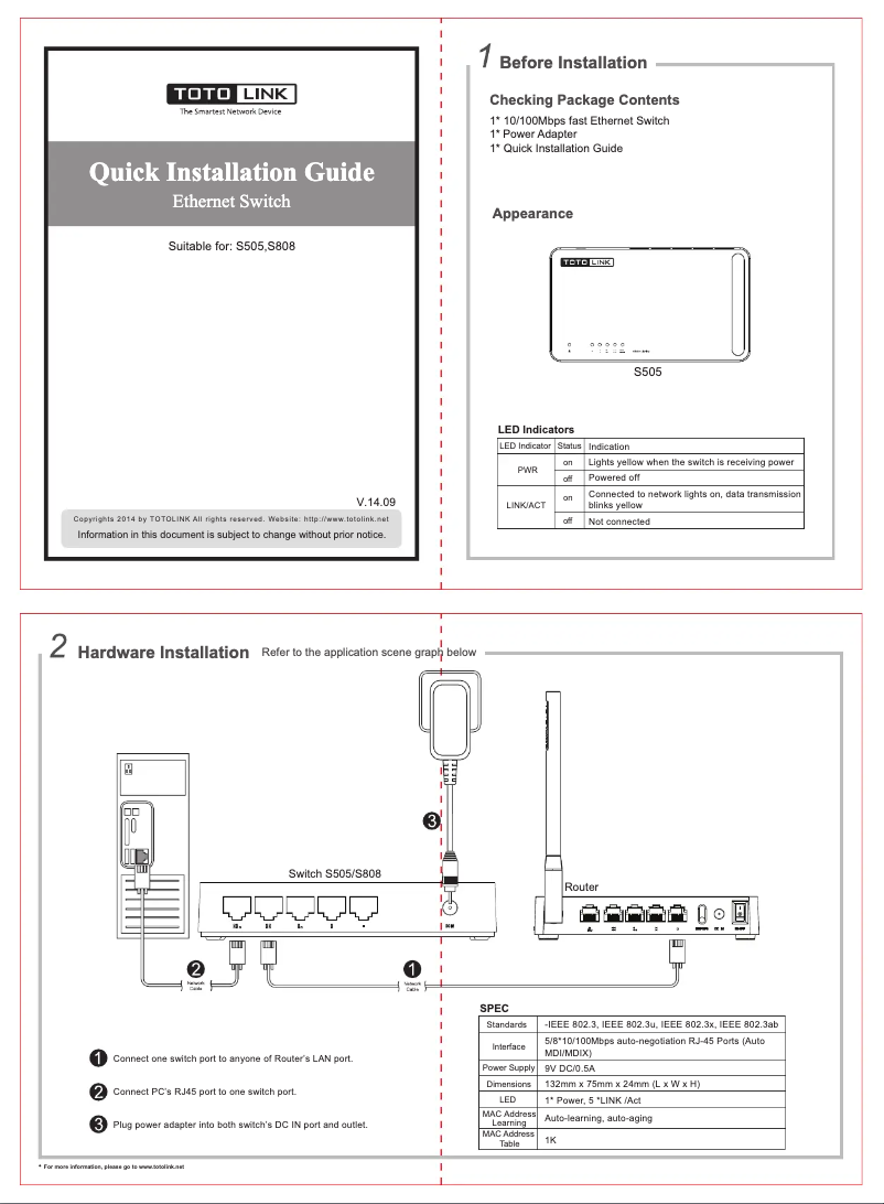 Page 1 de la notice Mode d'emploi Totolink S505