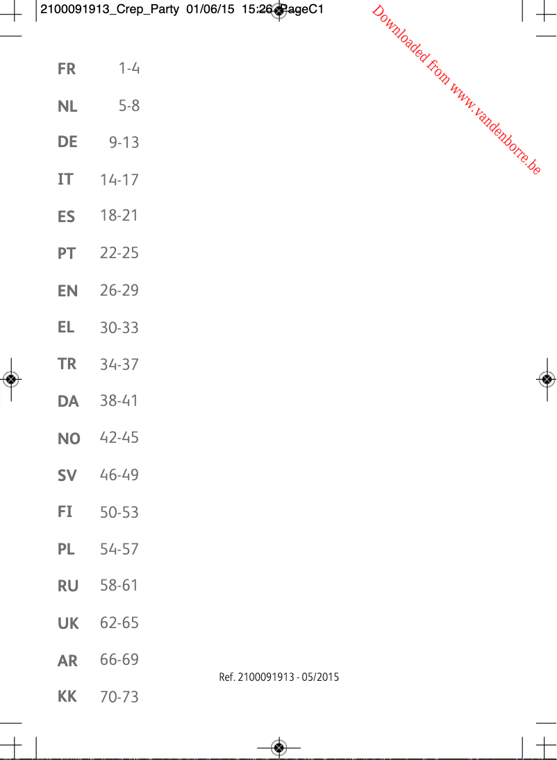 Page 1 de la notice Manuel utilisateur Tefal PY553O