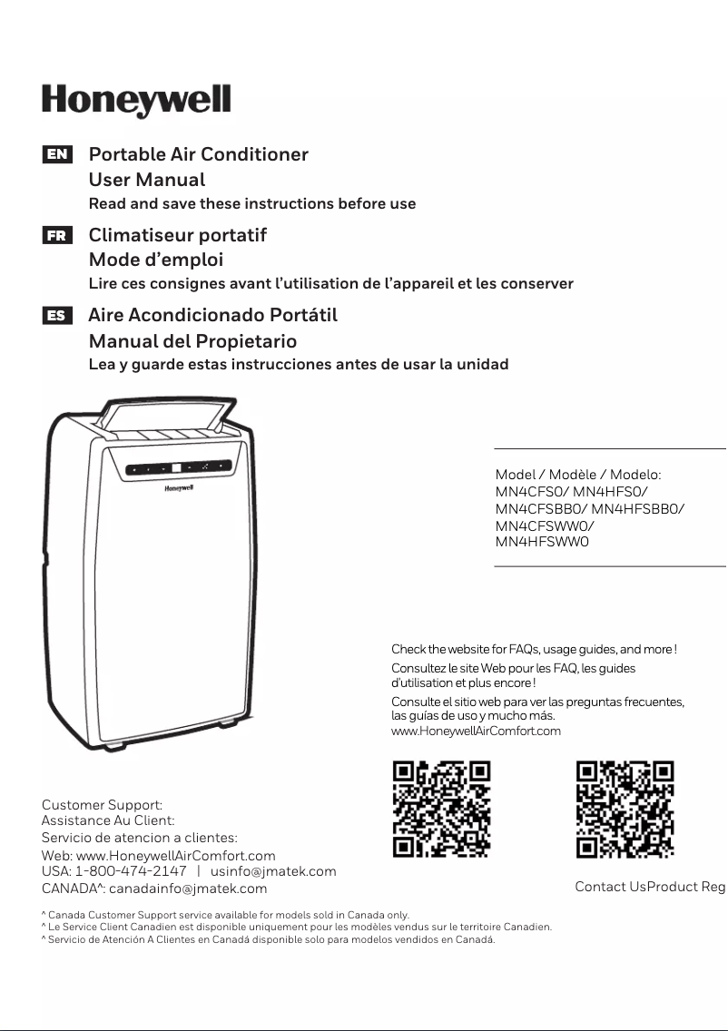 Page n°1 - Manuel utilisateur Honeywell MN4CFSWW9