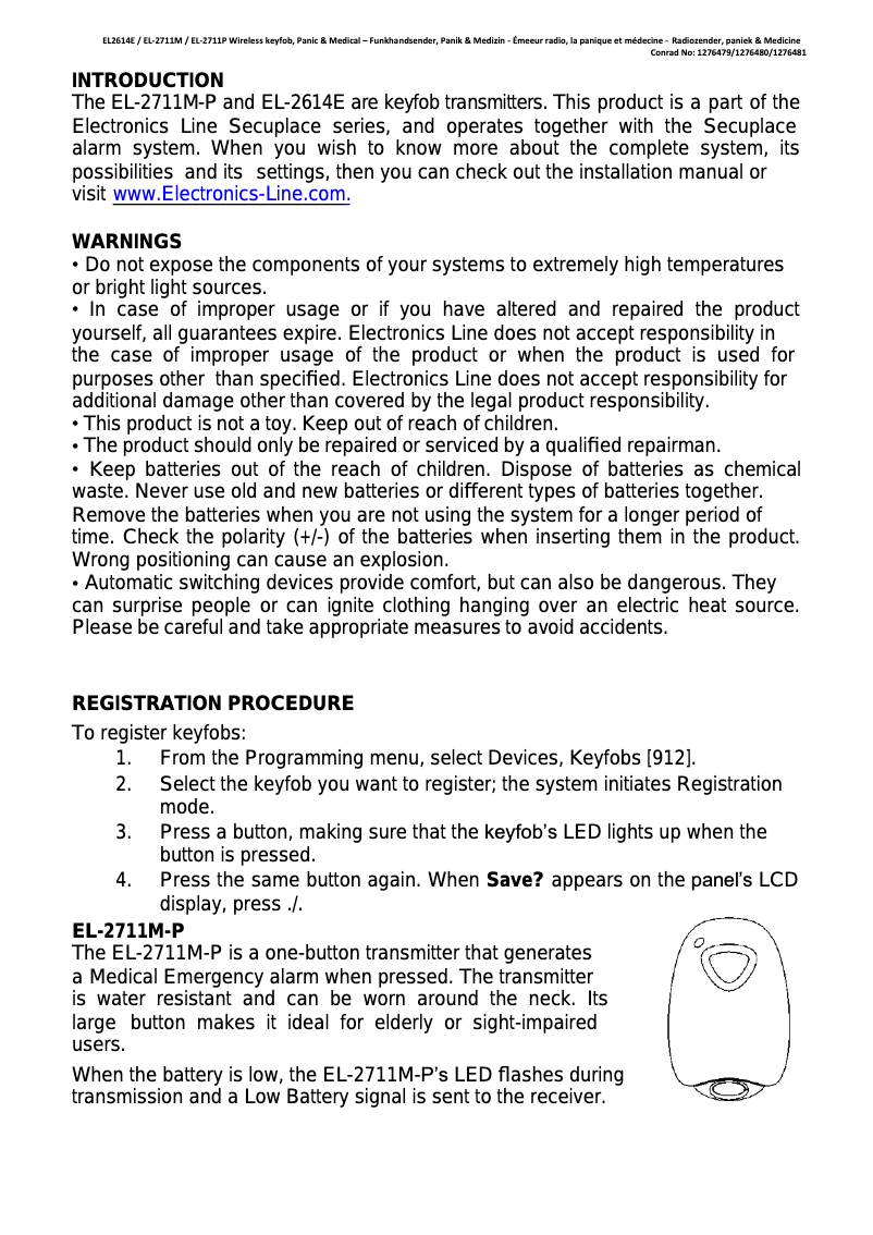 Page n°1 - Manuel utilisateur Electronics Line EL-2711P