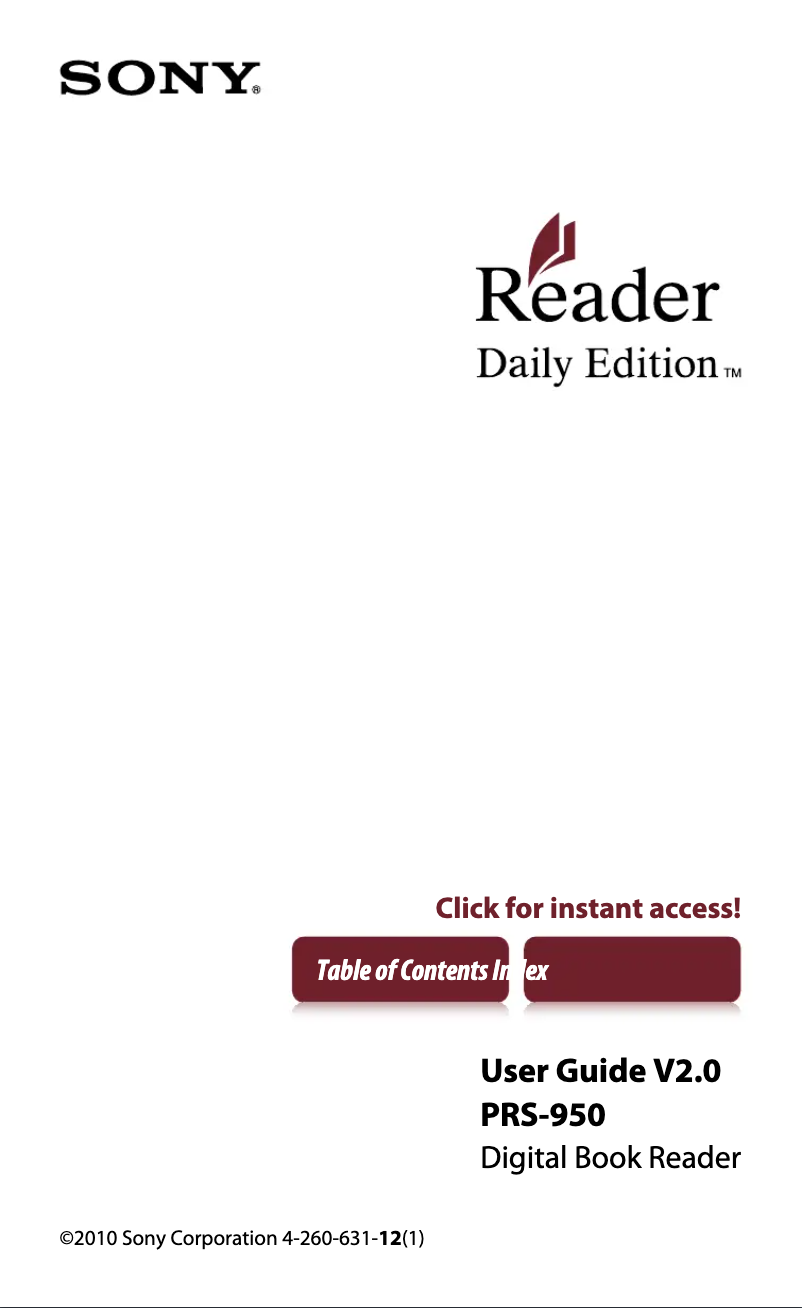Page 1 de la notice Manuel utilisateur Sony PRS-950