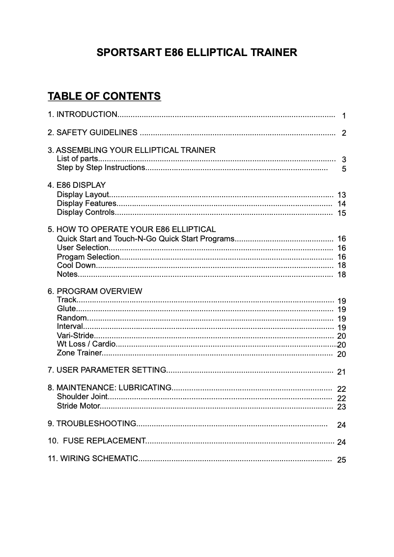 Página 1 del manual Manual de usuario SportsArt E86