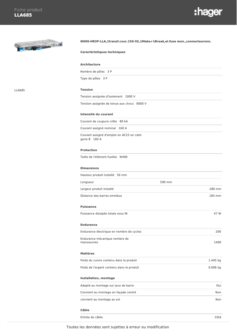 Image de la première page du manuel de l'appareil LLA685