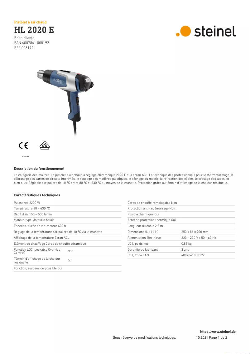Image de la première page du manuel de l'appareil HL 2020 E