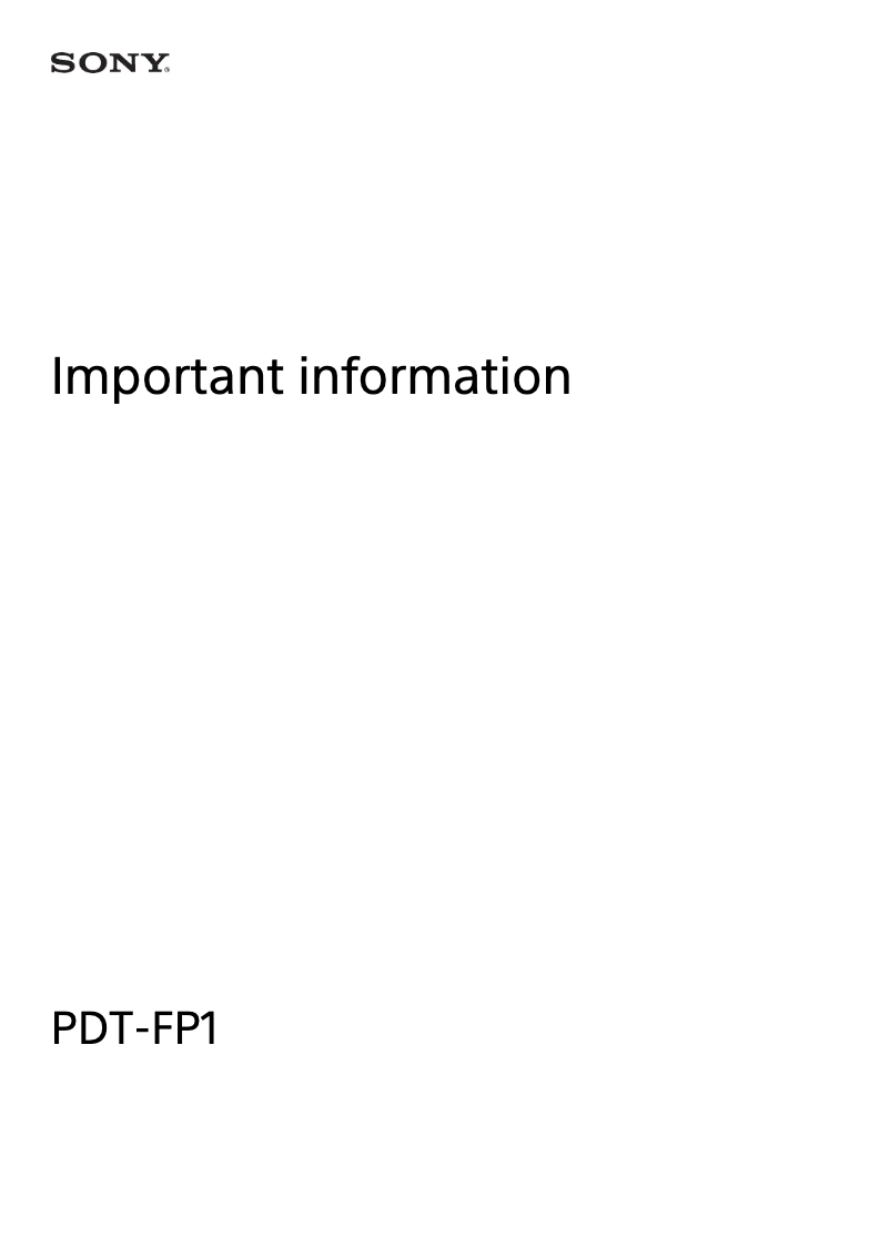 Image de la première page du manuel de l'appareil PDT-FP1