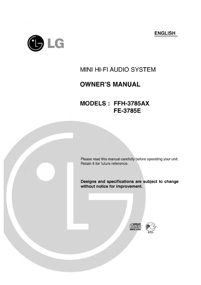 Page 1 de la notice Manuel utilisateur LG FFH-3785AX