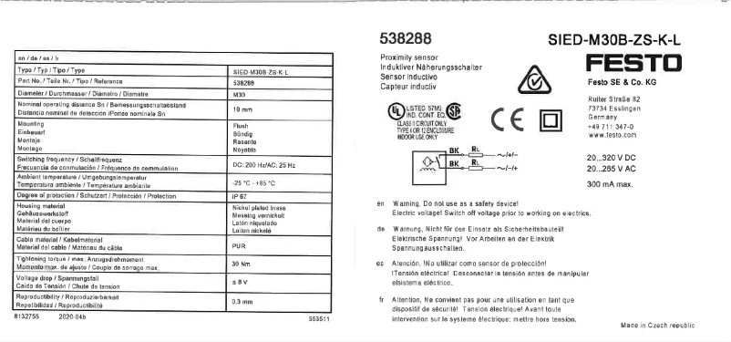 Page n°1 - Manuel utilisateur Festo SIED-M30B-ZS-K-L