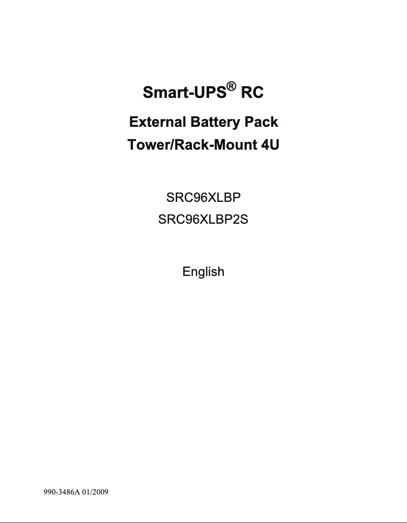Page 1 de la notice Manuel utilisateur APC SRC96XLBP