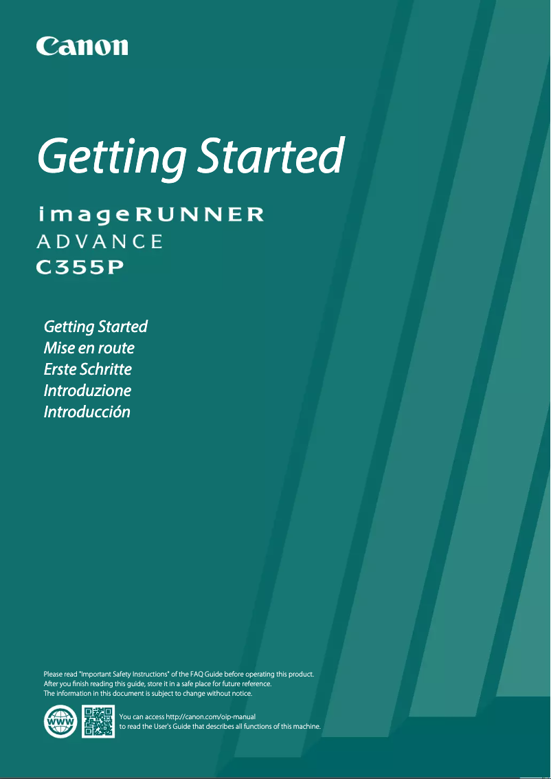 Page 1 de la notice Manuel utilisateur Canon imageRUNNER ADVANCE C355P