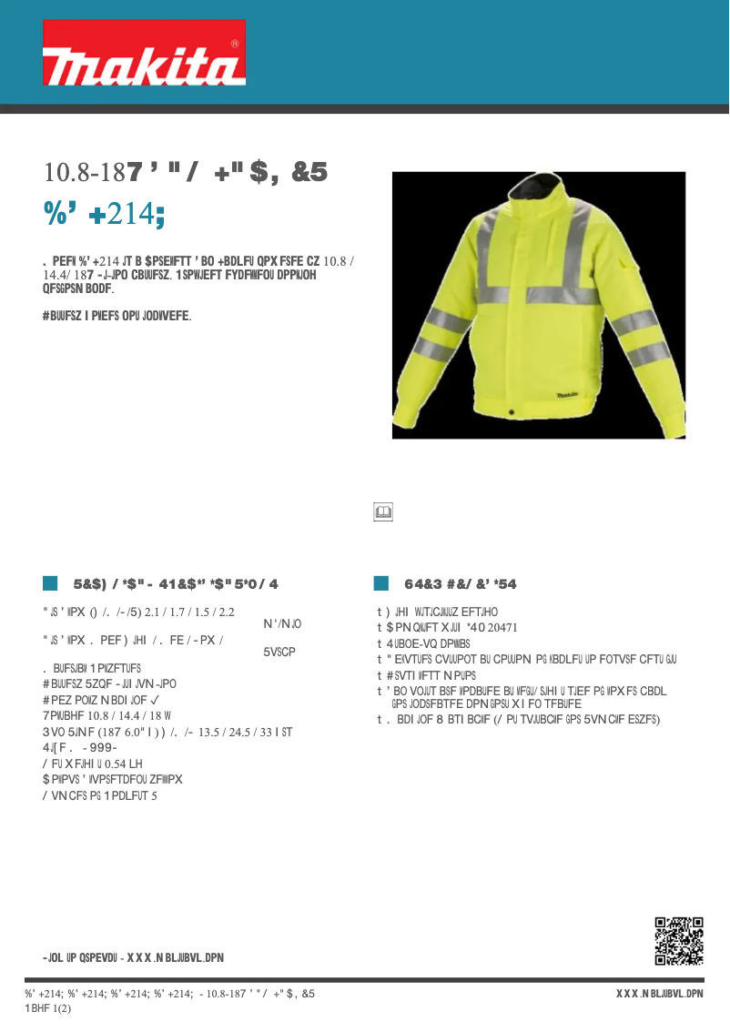 Page 1 de la notice Fiche technique Makita DFJ214Z