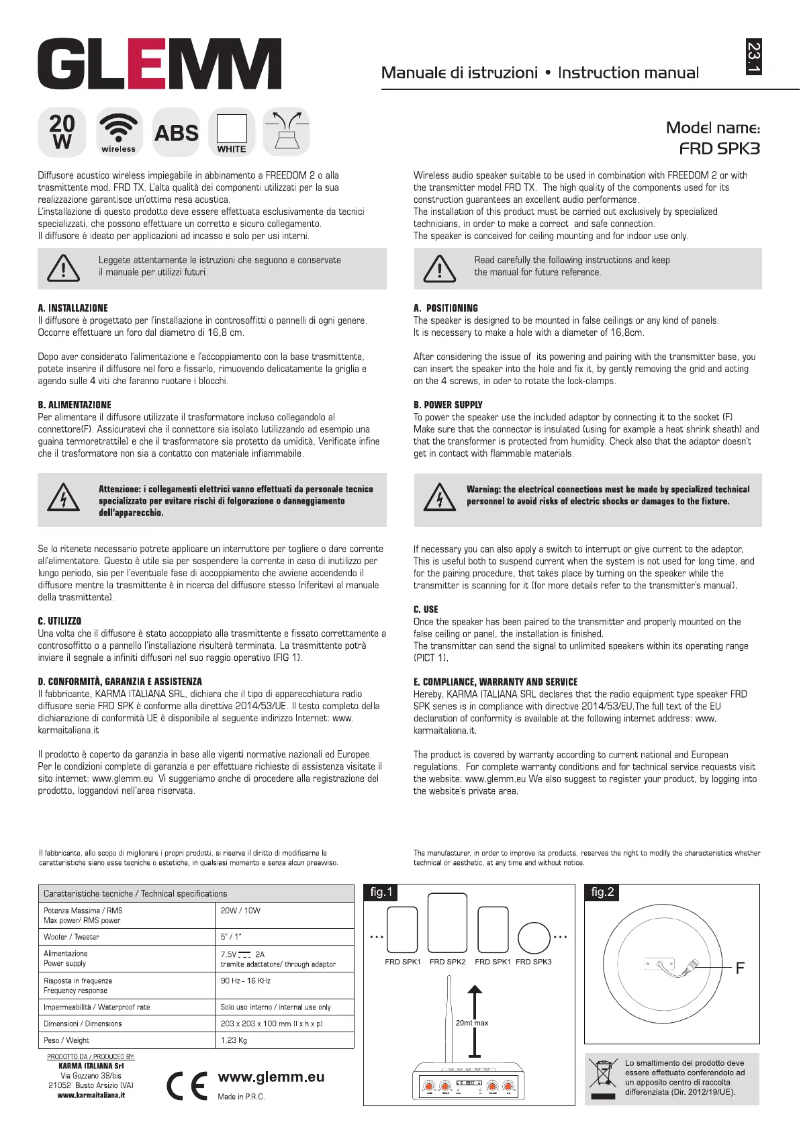 Page n°1 - Manuel utilisateur Glemm FRD SPK3