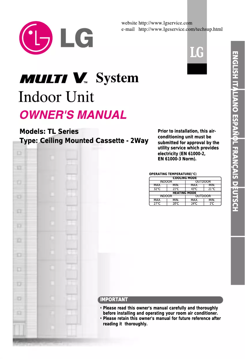 Page 1 de la notice Manuel utilisateur LG ARNU18GTLA1