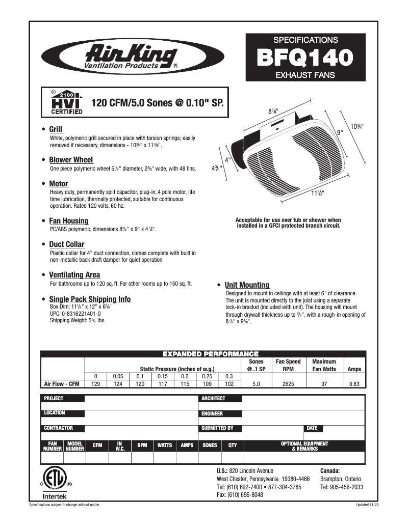 Image de la première page du manuel de l'appareil BFQ140