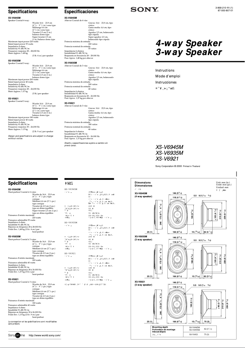 Image de la première page du manuel de l'appareil XS-V6921