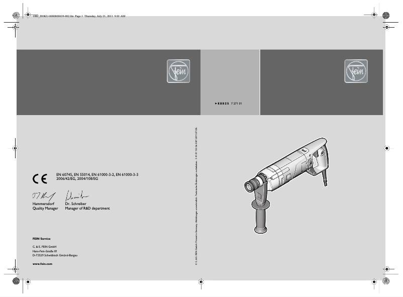 Page 1 de la notice Manuel utilisateur Fein KBH 25