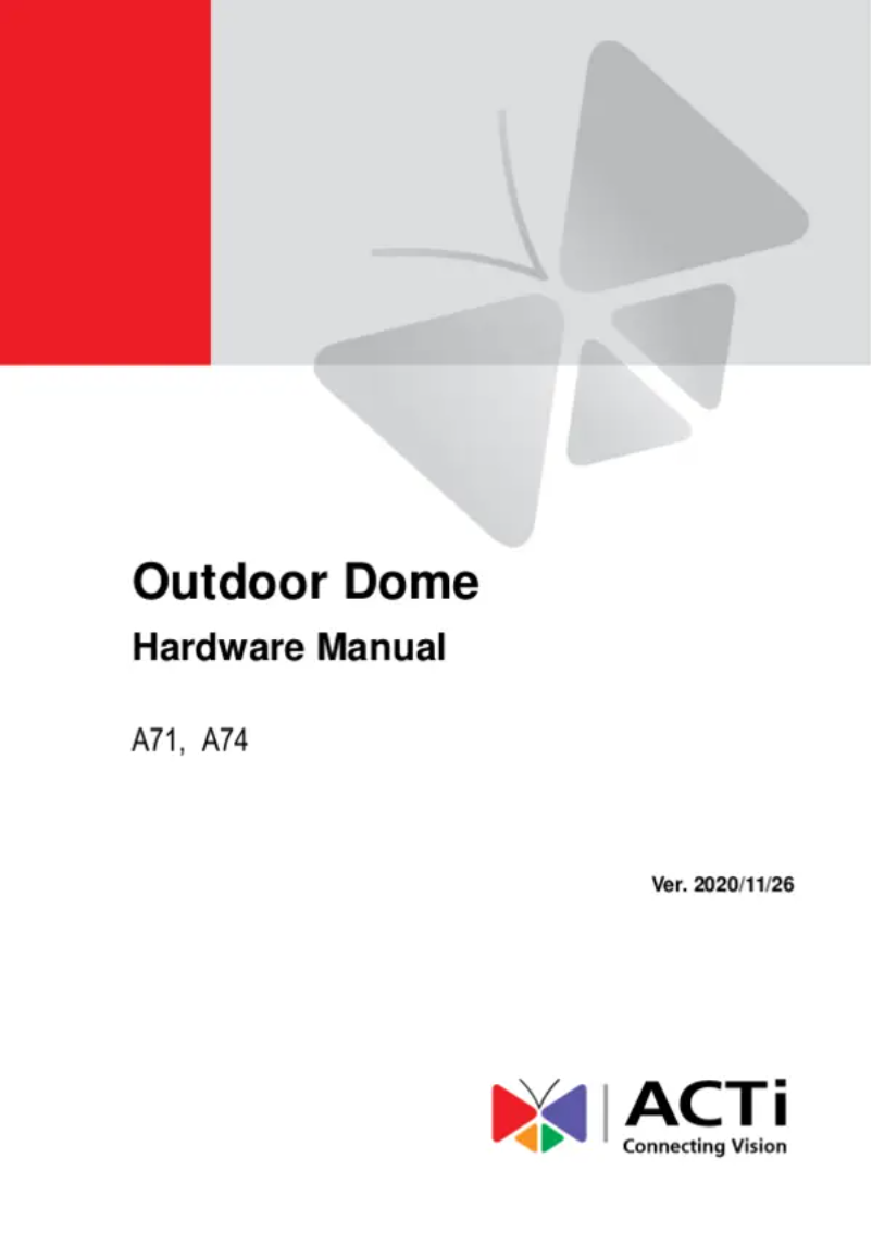 Page n°1 - Manuel utilisateur ACTi A71