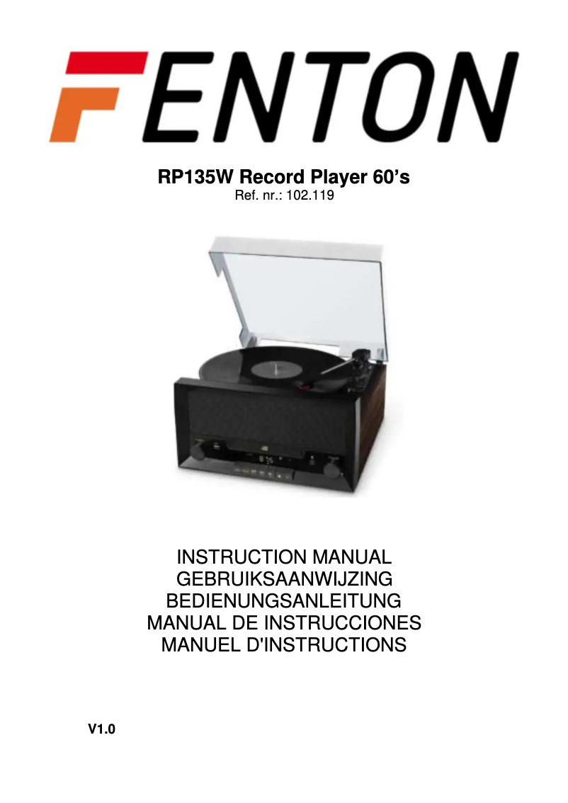 Page n°1 - Manuel utilisateur Fenton RP170