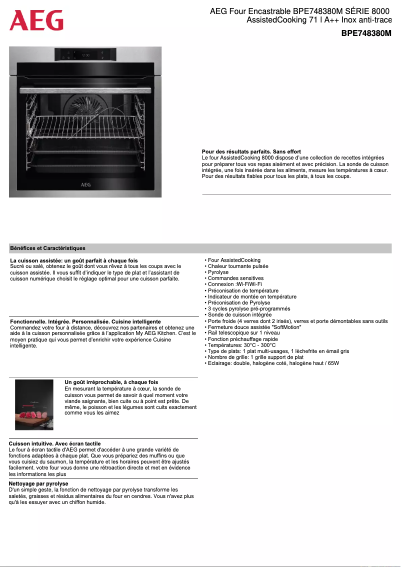 Página 1 del manual Ficha técnica AEG BPE748380M