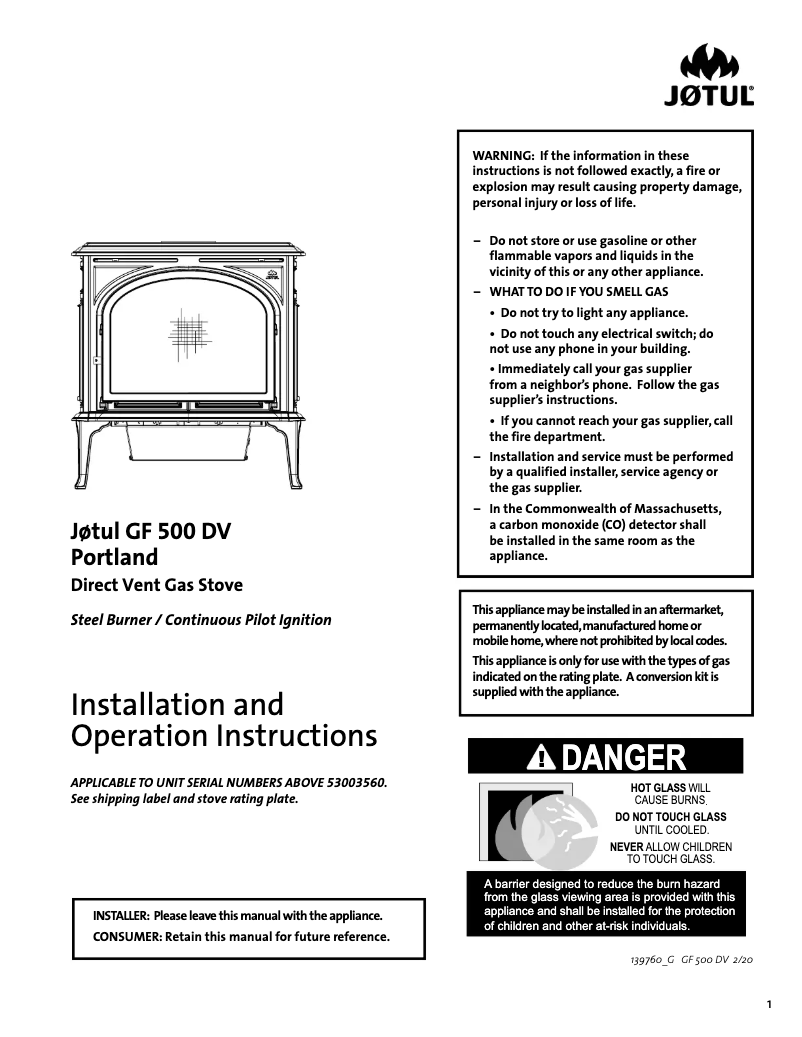 Image de la première page du manuel de l'appareil GF 500 DV Portland