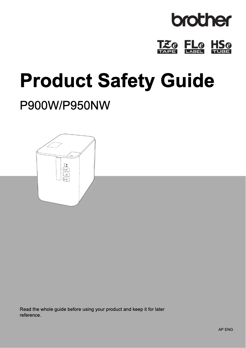 Page 1 de la notice Instructions de sécurité Brother PT-P900W