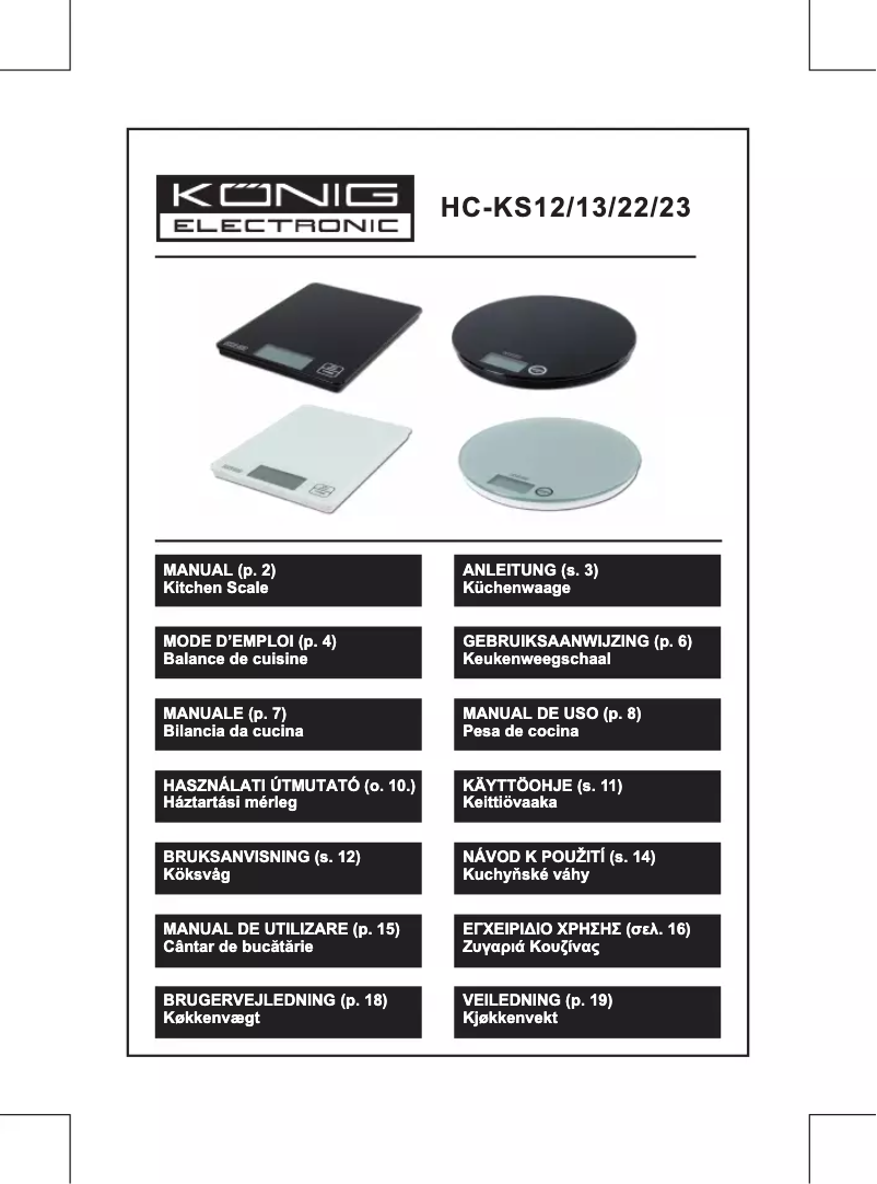 Page 1 de la notice Manuel utilisateur Konig HC-KS23