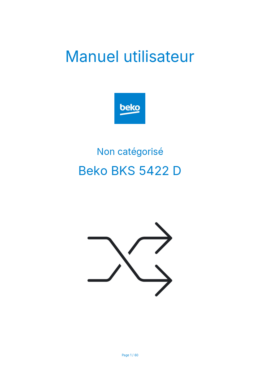 Page n°1 - Manuel utilisateur Beko BKS 5422 D