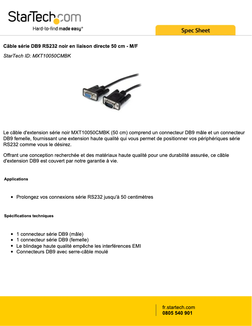 Page 1 de la notice Manuel utilisateur StarTech.com MXT10050CMBK